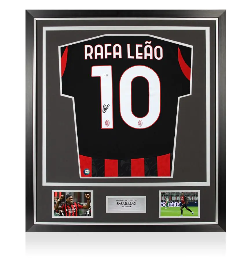 Framed Rafael Leao Signed AC Milan Shirt: 2025-26 - Premium
