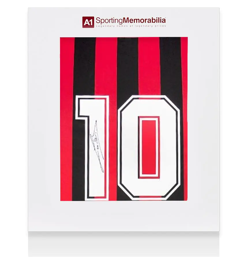 Maillot AC Milan Signé Ruud Gullit - Encadré Avec Présentoir, Autographe Certifié