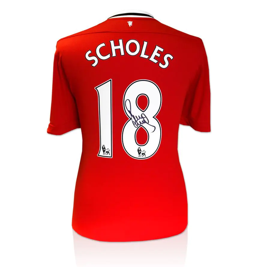 Paul Scholes Hand Signed Manchester United Shirt - Number 18