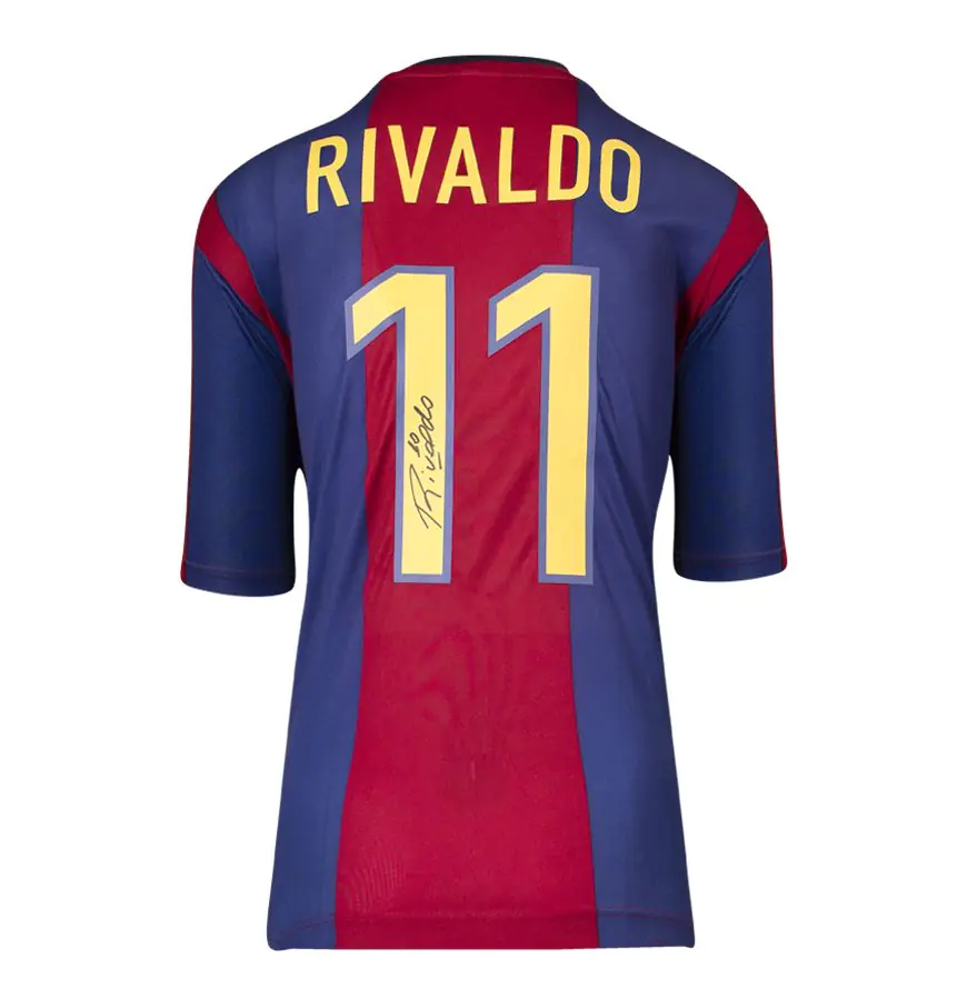 【正規品】バルセロナ 1999年記念シャツ RIVALDO 11 L パッチあり Rivaldo Signed Barcelona Shirt - 1998-99, Number 11, Original Nike
