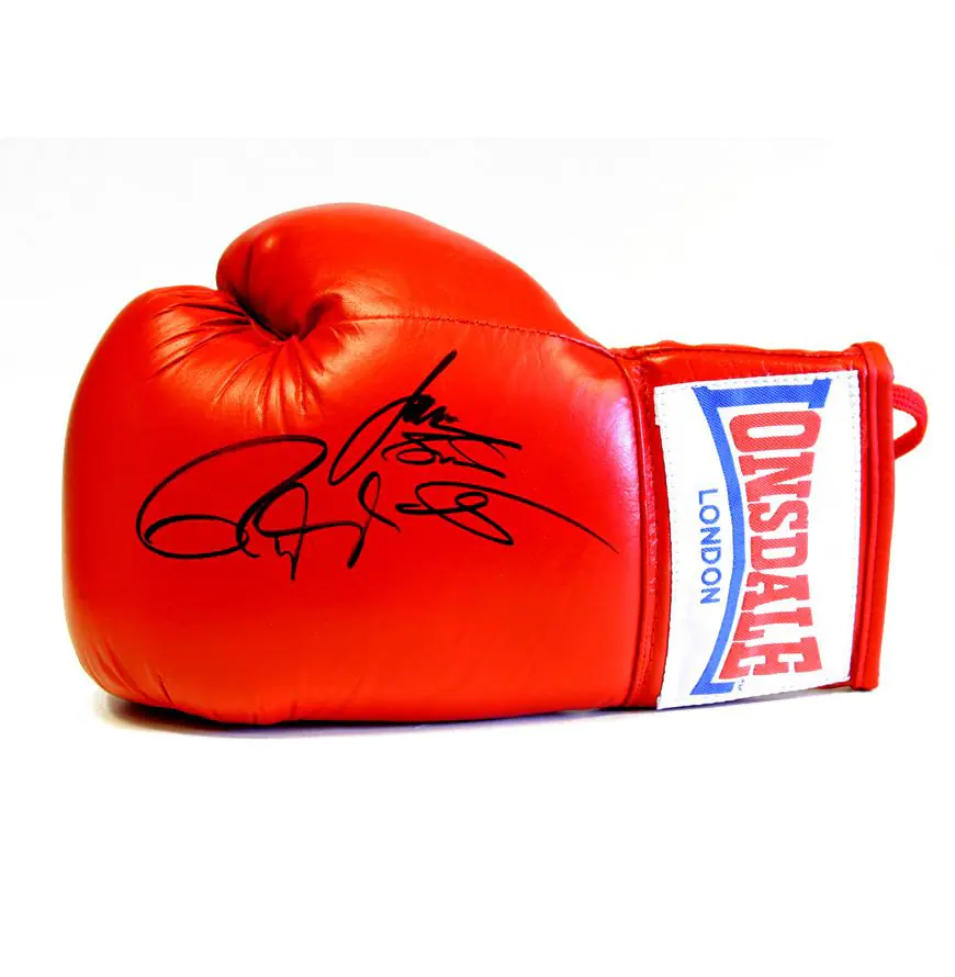 Roy Jones Jr and James Toney Dual Signed Boxing Glove - Lonsdale