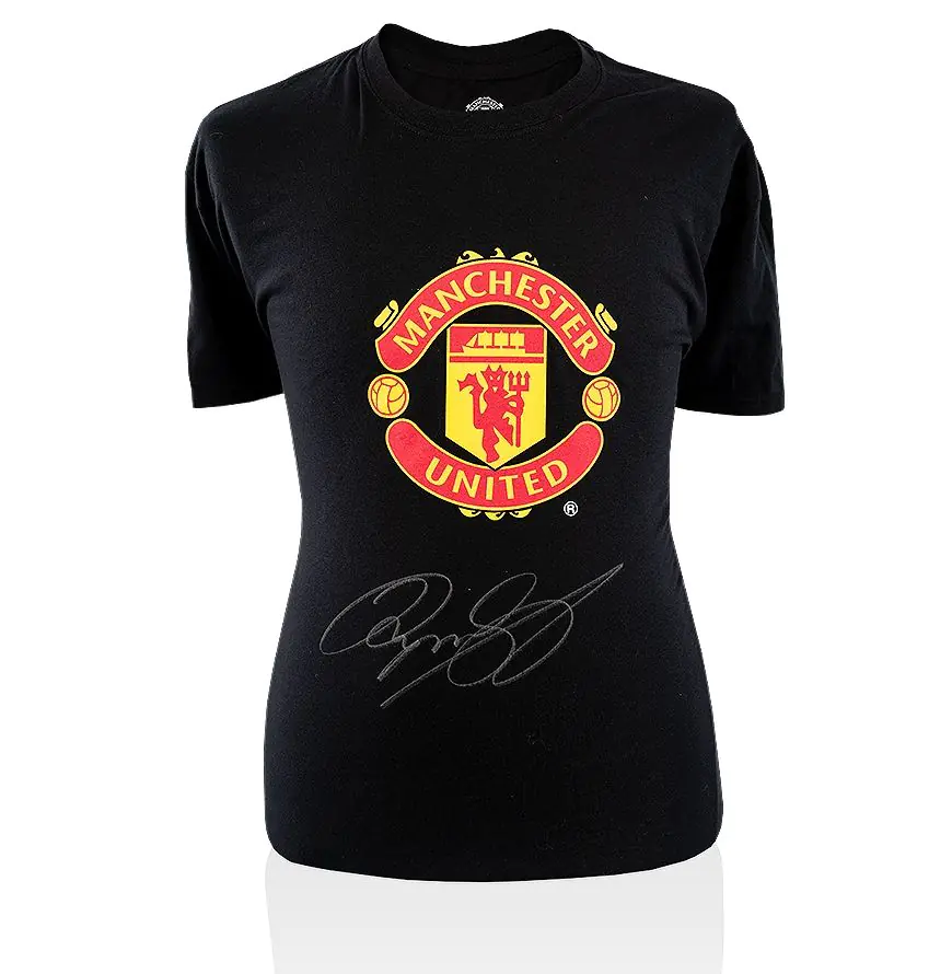 Ryan Giggs Signed Manchester United T-Shirt - Black - Genuine