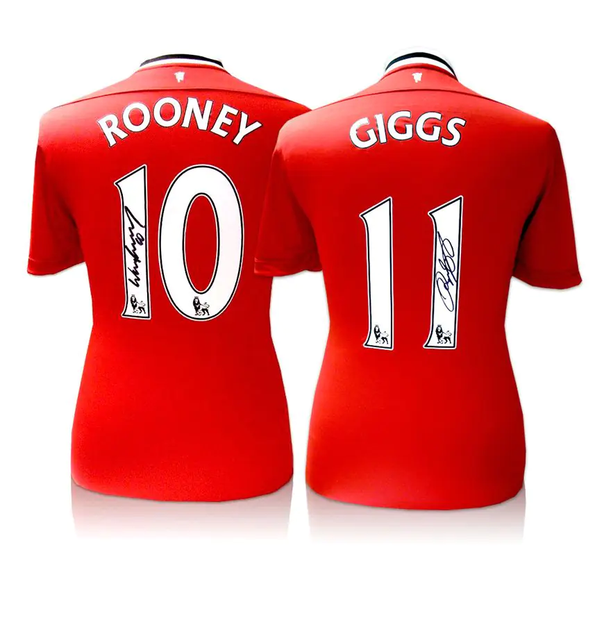 Wayne Rooney & Ryan Giggs Hand Signed Manchester United Shirts