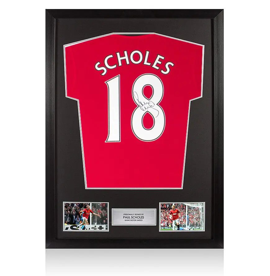 Framed Paul Scholes Signed Manchester United Shirt - Number 18