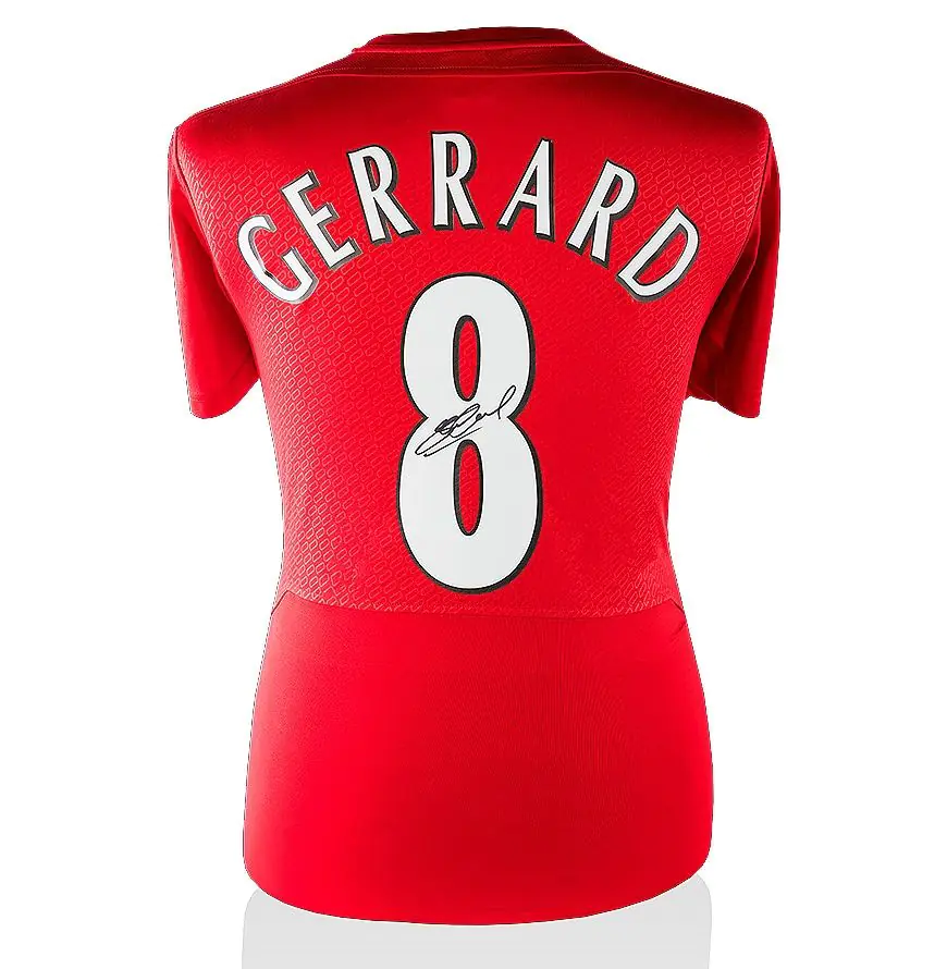 【額なし】リバプール Gerrard サイン入りユニフォーム Steven Gerrard Signed Liverpool Shirt - Istanbul 2005 Champions