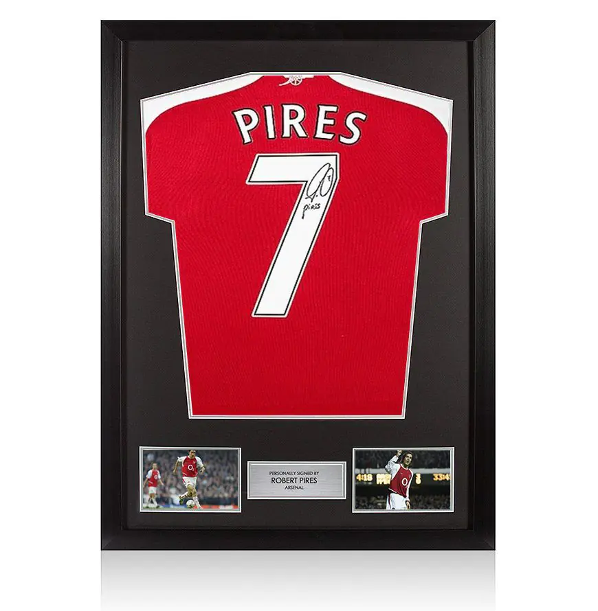 Framed Robert Pires Signed Arsenal Shirt - Number 7 - Genuine