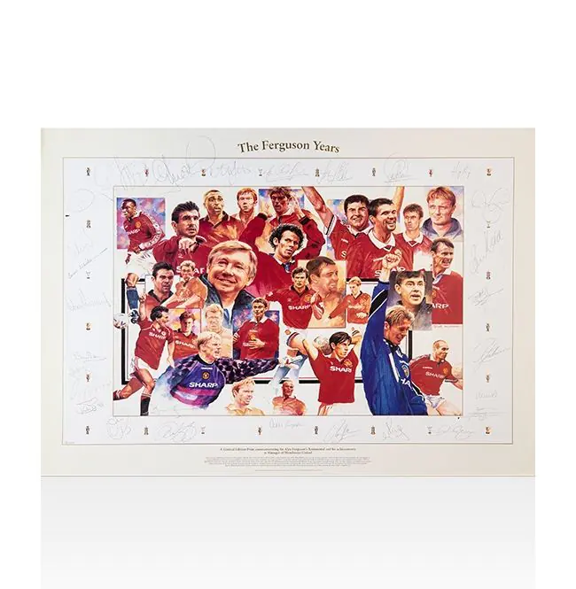 Multi Signed Manchester United Artwork Print - The Ferguson Years