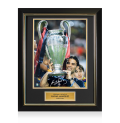 Framed Rafael Marquez Signed Barcelona Photo - 2009 Champions League Winner: Trophy Winners Range