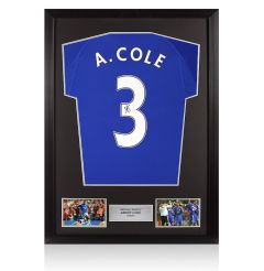 Framed Ashley Cole Signed Chelsea Shirt: Home, 2000-01
