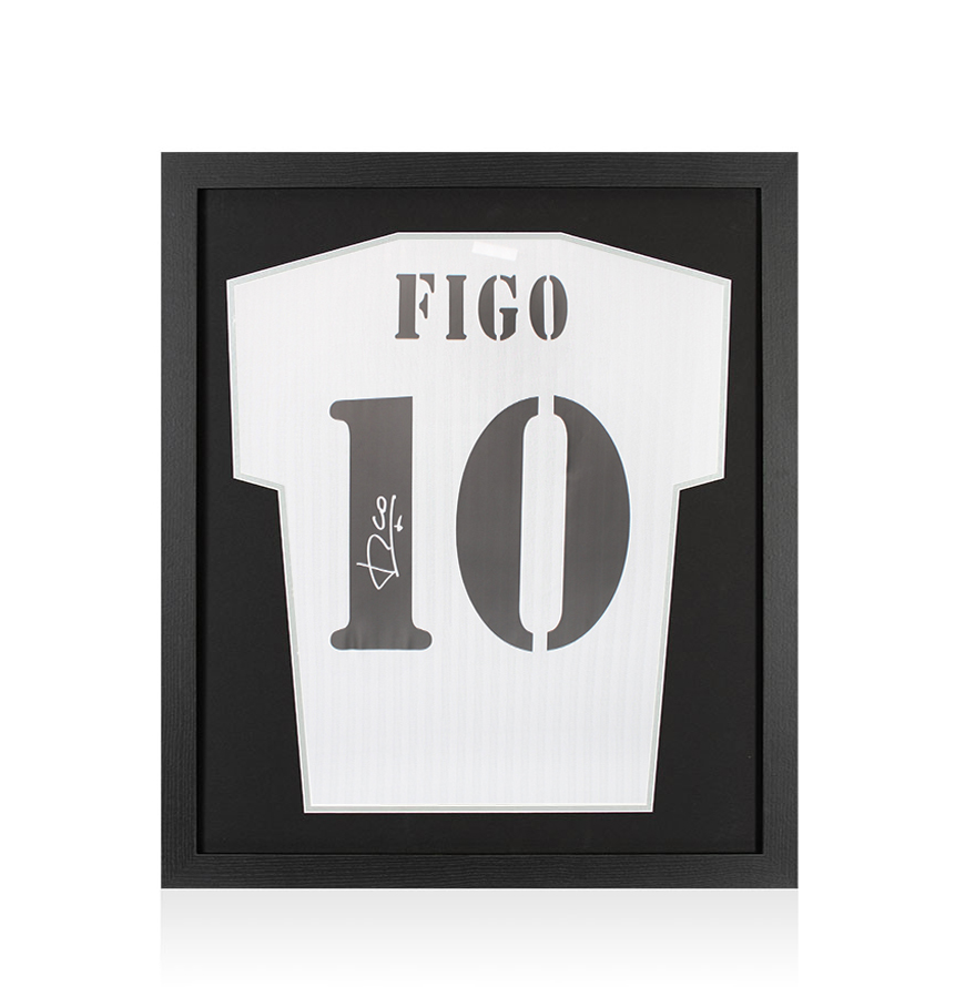 Maillot Real Madrid Signé Par Luis Figo – Cadre Luxe Avec Certificat Authentification – Pièce Collector