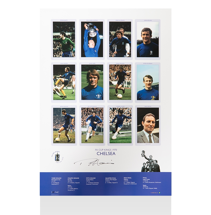 Ron Harris Signed Chelsea Photo - FA Cup Kings 1970
